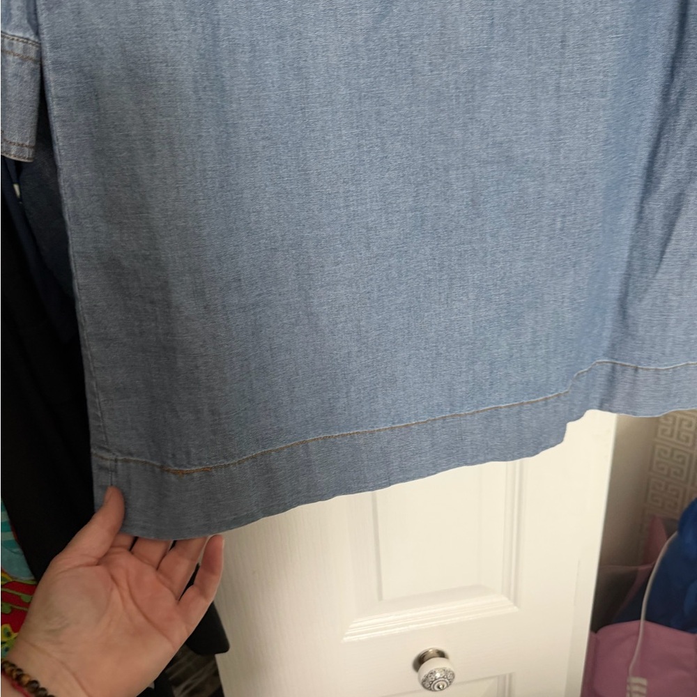 J. Crew Chambray Button-Up Shirt Dress in Light Blue - Picture 4 of 8